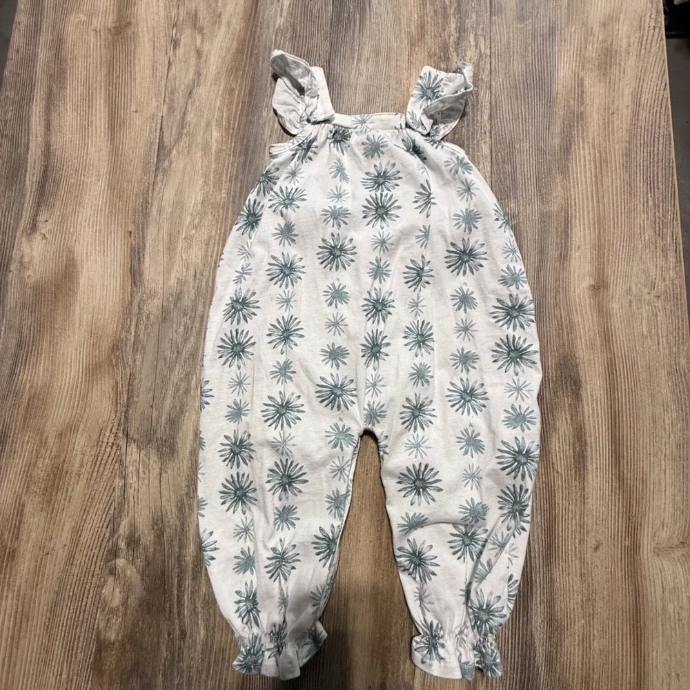 Burts Bees Baby Romper White Floral Cottagecore